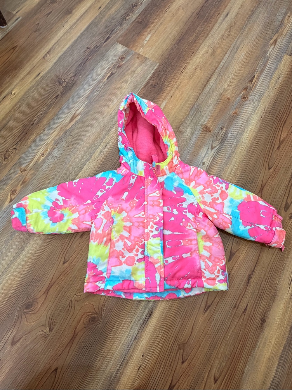 The Children's Place Pink Tie-Dye Hooded Puffer Jacket 12-18m